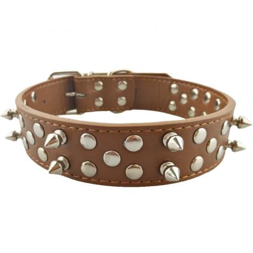 Luminous Pet Dog Collar Sharp Spiked Studded Collar PU Leather for Small Medium Dog Cat Basic Colalrs Leashes JW0023