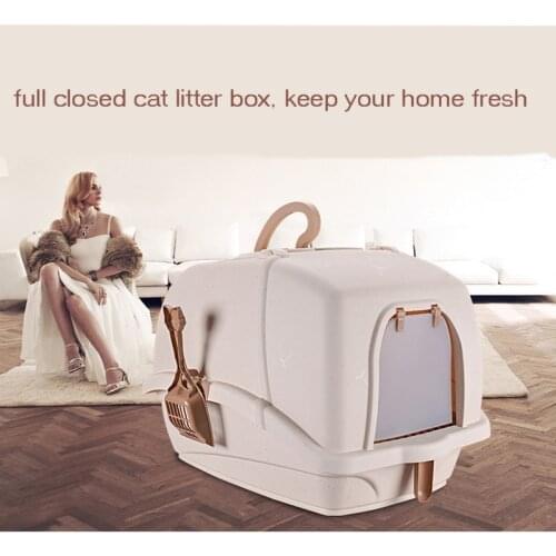 Cat Sand Basin Deluxe Super Size Fully Enclosed Anti-spatter Cat Toilet Bedpan Cat Toilet Training Kit Pet Litter Box Product