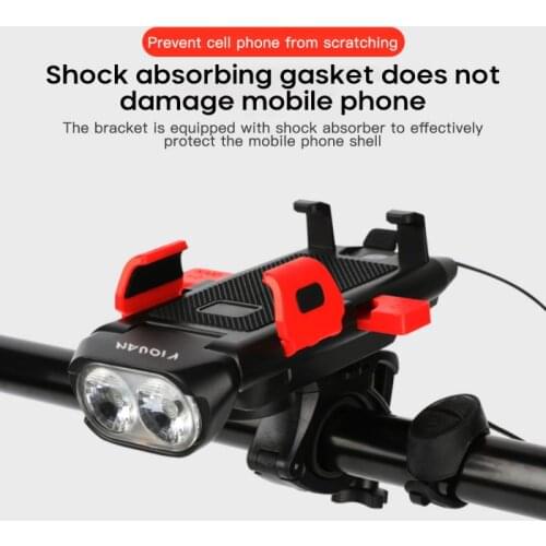 4 in 1 Bicycle Light 1500 lumens Flashlight Bike Horn Handlebar Phone Holder Cycling including mobile power 3000 mAh Holder