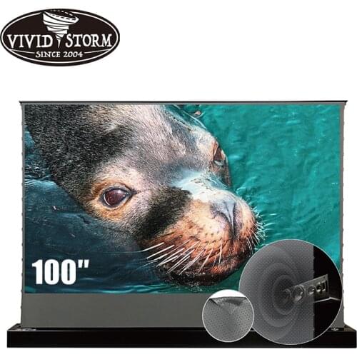VIVIDSTORM 100 Inch Motorized Retractable Screen With Perforate Acoustically Transparent ALR Material For Long Throw Projector