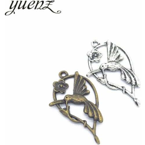 YuenZ 10pcs 2 color Tibetan Silver Plated Pendant Antique bird Charms Jewelry Making DIY Handmade Craft 35*20mm D528