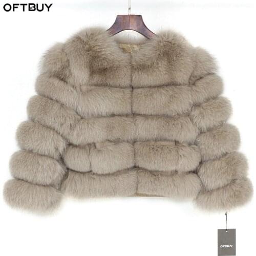 Brand 2021 Real Fur Coat Winter Jacket Women Natural Fox Fur Thick Warm Streetwear Outerwear Parka Casual Nine Quarter Sleeve