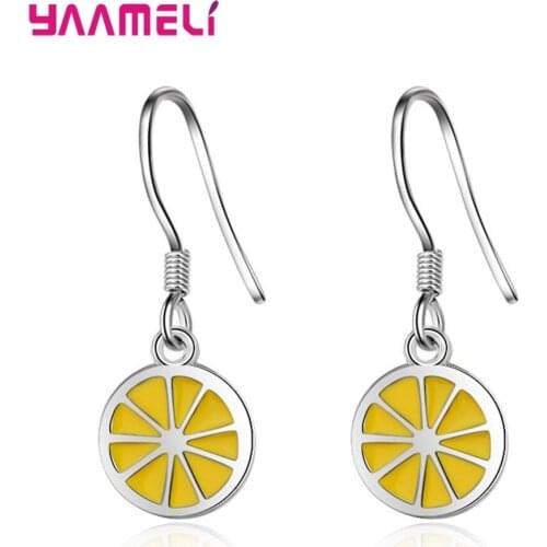 Punk Style Fruit Pendientes Big Lemon Slices Flower Drop Earrings For Women Fashion Cute 925 Sterling Silver Boucle D'oreille