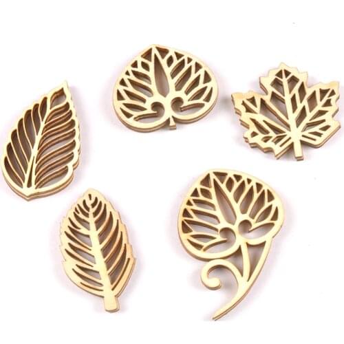 10pcs Wooden Crafts creativity hollow out leaf Pattern Scrapbooking Crafts wood decoration for Home Decoration m2130