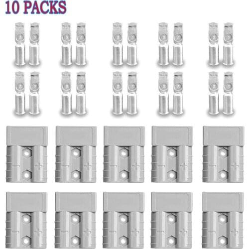 10pcs Anderson Style Plug Connectors Silver-plated Copper Terminals High Temperature Resistance 50 AMP 12-24V 6AWG DC Power Tool