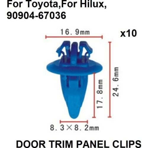10x For Toyota Door Trim Panel Clips Exterior Side Moulding Clips for Hilux, 4Runner, Tacoma- 90904-67036 New