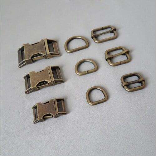 20Sets/Lot Heavy Dog Pet Collar Metal Buckle Slider Clasp Belt D Ring Snap Hook Adjuster Harness Strap Hardware Parts