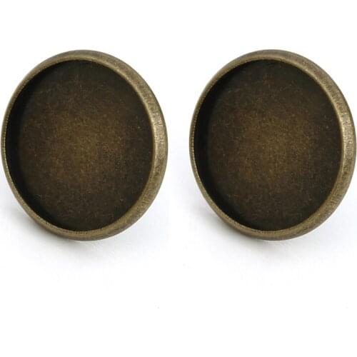 20pcs Dia 8/10/12/14mm Antique Bronze/Silver Plate Copper French Stud Earring Settings Base Fit Photo Glass Cabochon Cameo F5123