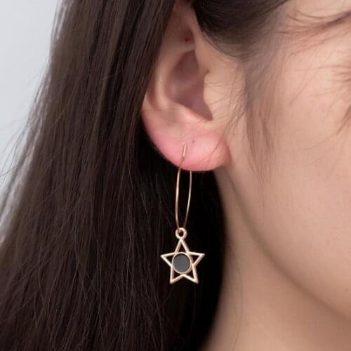 2019 Fashion New Pendant Earrings Temperament Exaggerated Shiny Personality Five-pointed Star Womens Earrings Wholesale