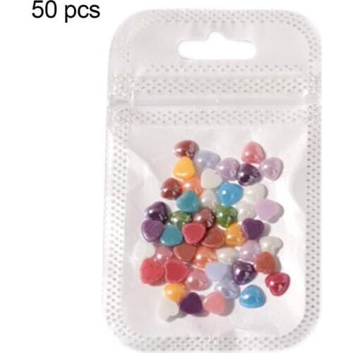 50Pcs Nail Decor Love Heart Shape Nail Design Ceramic 3D Manicure Sequins for Women Multi-color Fashion Nail Art Decorations