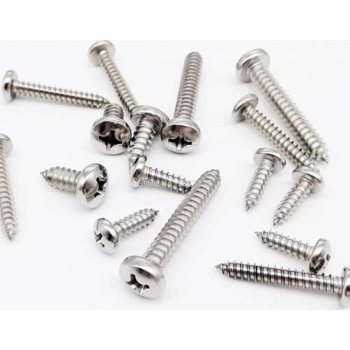50pcs M1 M1.2 M1.4 M1.7 M2 M2.2 M2.6 M3 M3.5 M4 Micro Small 304 stainless steel Cross Phillips Pan Round Head Self tapping Screw