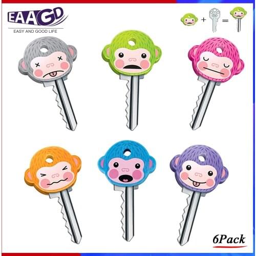 6Pcs/Set Cartoon Cute Monkey Key Caps PVC Soft Glue Identifier Key Shell Keyways