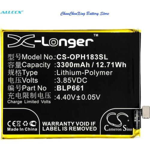 Cameron Sino 3300mAh Battery BLP661 for OPPO A3, A3 Dual SIM, A3 Dual SIM TD-LTE, CPH1837, PADM00