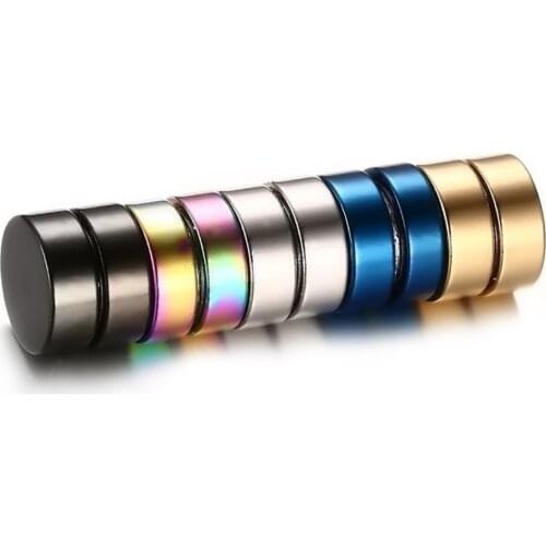 Alisouy 1 Pair Black Round Magnetic Clip On Ear Stud Earrings No Piercing Men Women magnetic fashion earrings