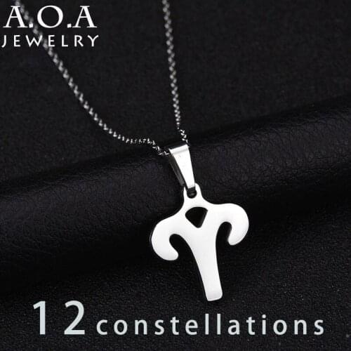Charms Constellation Pendant Necklace Trinket Sliver Plated Stainless Steel Simple 12 Constellation Necklace