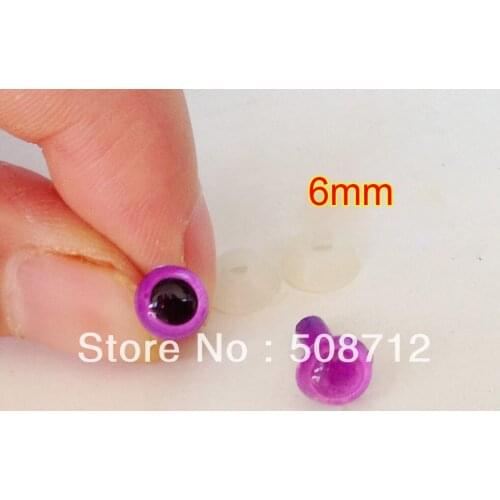 Free shipping!!!!DIY felt toy ------200pcs 6mm purple Plastic Safety Eyes With Safety back /purple pupil toy eyes