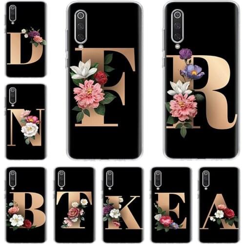 Flower 26 English Name Letters Phone Case For Xiaomi Note Mi 11 8 9 9T 10 10T Ultra CC9 A1 A2 A3 F1 F2 F3 Lite Pro X3 6X 5X CC9