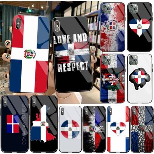 Dominican republic flag Black Soft Rubber Phone Cover Tempered Glass For iPhone 11 Pro XR XS MAX 8 X 7 6S 6 Plus SE 2020 case