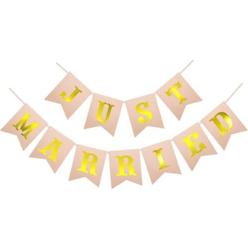 Chicinlife Just Married Wedding Bunting Banner Bachelorette Party Decoration Photo Props Garland Signs Bridal Shower supplies