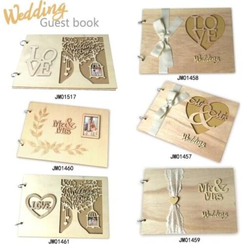 S Rustic Wooden Wedding Guest Book Alternative personalized Tree Customized Sign Book with Couples Photo Slot