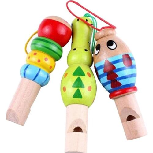 Wooden Cartoon Animal Whistle Educational Music Instrument Toy Baby Kid Favor Kindergarten Educational Fun Children Wooden Toys