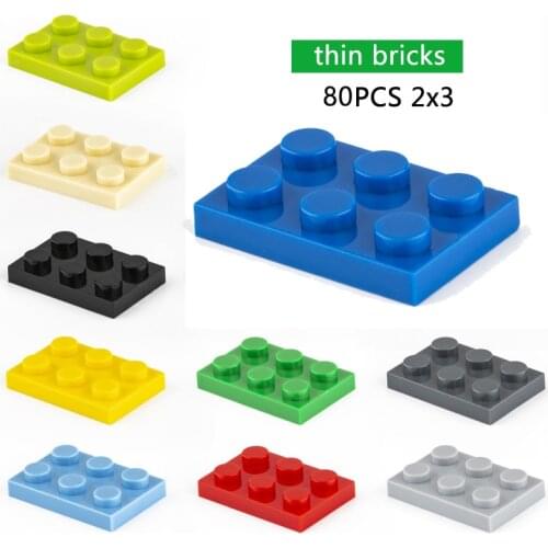 DIY Building Blocks Thin Bricks 80pcs 2x3Dots Educational Creative Size Compatible With Other Brand Assemble Toys for Children