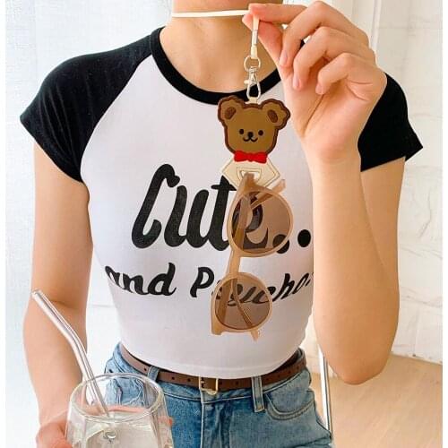 Korea Bear Glasses Hook Up Hanging Neck Fashion Rabbit Sunglasses Lanyard Cartoon Beauty Travel Sunglasses Bags Accessories