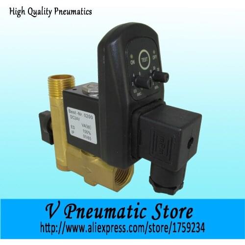 1/2 inch 2/2 way direct acting timer brass material auto drain air valve