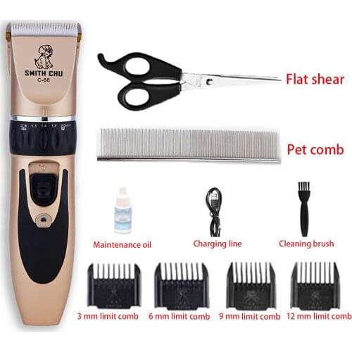 Pet Cat And Dog USB Rechargeable Electric Shaver C-68 Standard +(scissors Comb Finger) Low-noise Pet Hair Clipper Trimmer Clippe