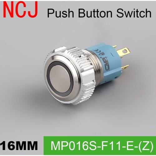 NCJ 16mm Metal Push Button Switch IP67 Maintained Alternate & Momentary push button switch stainless steel with LED lamp 3A