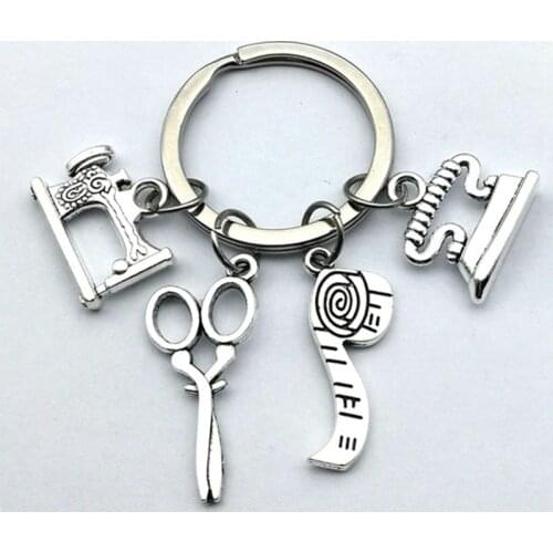 Fashion Jewelry Sewing Machine Keychain, Tailor Keyring, Quilt Sewing Keychain, Handmade Gift