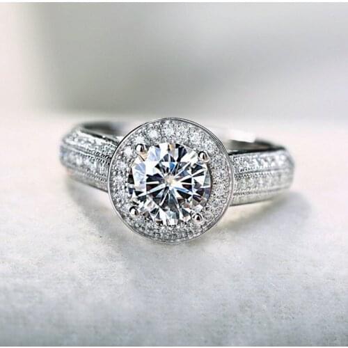 Fashion Jewelry Pave setting AAAAA zircon Cz ring Silver color Engagement wedding band rings for women men Bijoux Gift