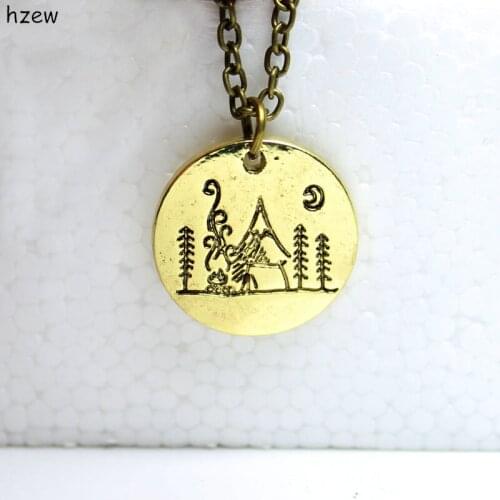 Hzew nature pendant Camping under a big bright moon Lover Gift Live the simple life Lovely Fashion mountain pendant necklace