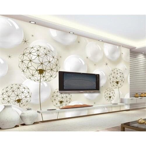 Beibehang wall paper home decor 3d stereo ball dandelion rice yellow minimalist TV background wallpaper for walls 3 d behang