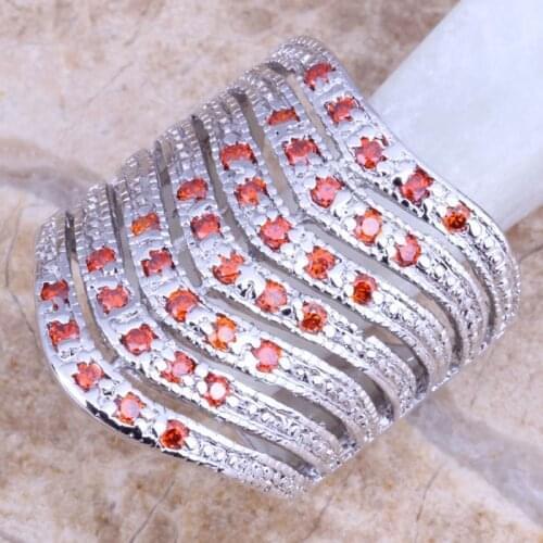 Ravishing Red Garnet Silver Plated Womens Ring Size 6 / 7 / 8 / 9 R1236