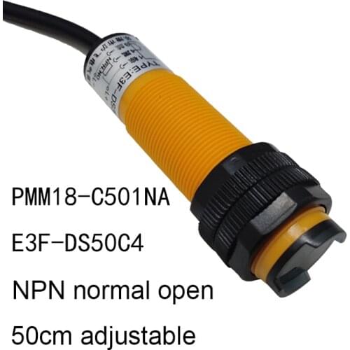 Optical-Electronics Sensor Diffuse reflection 50CM adjustable test distance NPN normal open PMM18-C501NA sensor switch