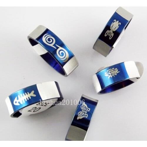 Wholesale NEW STYLE 6 mm Blue Electroplated Ring Stainless Steel Rings Fashion Jewelry 36 pc/lot Mixed Order