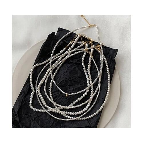 Moda choker necklaces Jewelry drop shipping Wedding baroque Freshwater natural real mini baby small pearl chain necklace oyster