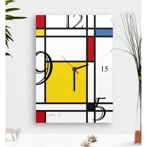 Personalized Mondrian Wood Table Wall Saati-6 Art Home Dekarasyon The Gift Personalized Design Reliable Quality Cıvıl