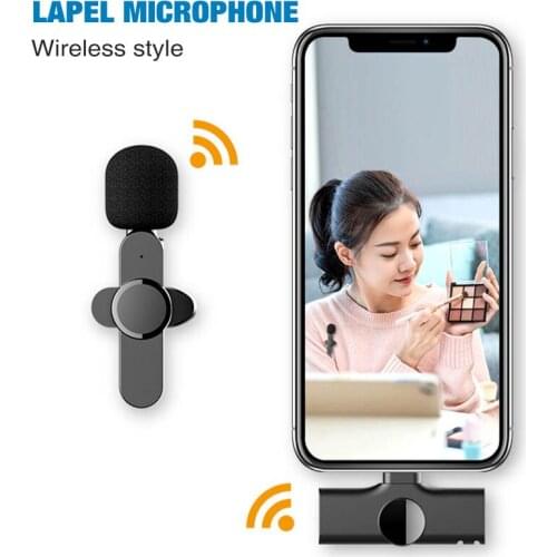 Wireless Lapel Lavalier Microphone Small Portable Audio Video Recording Mini for iPhone Android Type-C live broadcast Microfonoe