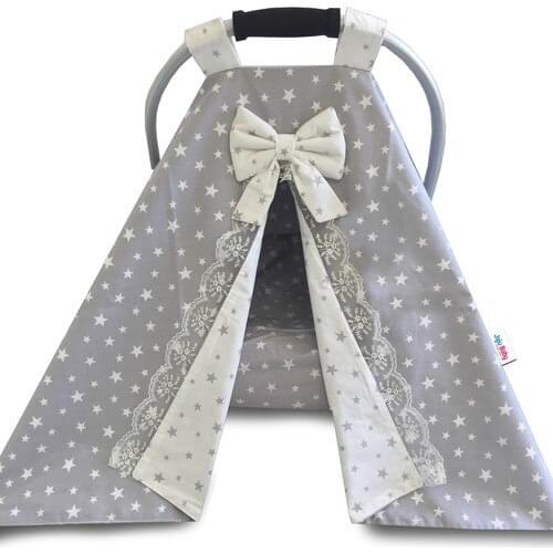 Gray Star 100 Cotton Fabric Pram Cover and İç Bed Sheets
