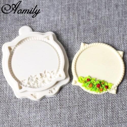 Aomily Rose Flowers Frame Chocolate Cake Fondant Silicone Mold Handmade DIY Cookies Mould Bakeware Kitchen Bakery Tools