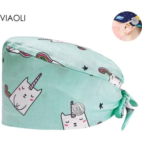 Adjustable Pet Clinic Doctor Work Cap Pharmacist Scrubs Caps Unisex Medical Baotou Hat Nursing Breathable Cotton Hat Wholesale