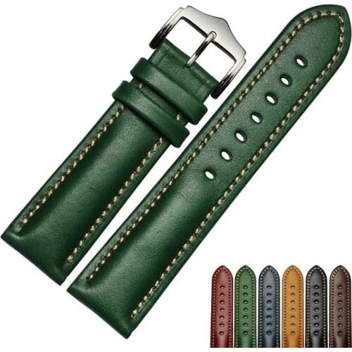 Genuine leather bracelet handmade watchband 18 20mm 22mm watch band green blue color Wrist watch strap wristwatches wholesale