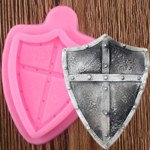 Knight Battle Shield Silicone Molds Fondant Mold Baby Birthday Cake Decorating Tools Candy Polymer Clay Chocolate Gumpaste Mould