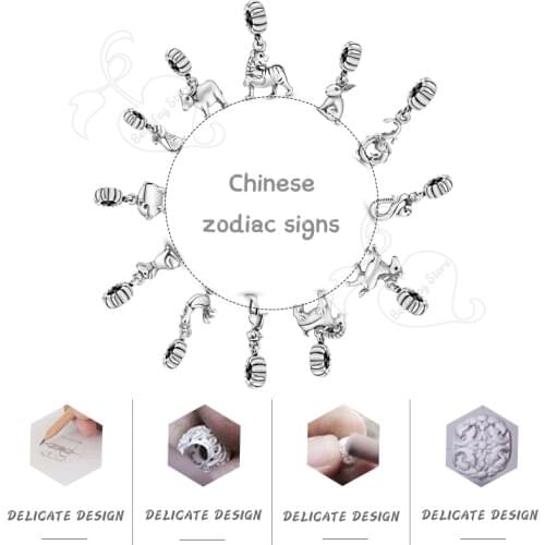 925 Sterling Silver Beads Charms Zodiac Signs Pig Pendants Fits Original Pdoras Bracelets Necklaces Women Jewelry Gifts
