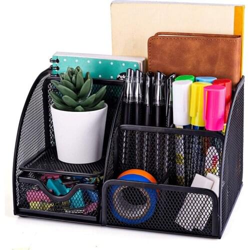 Mesh Magazine Holder Newspaper Rack Stationery Storage Box Desk Organizer For Document Letter File Tray 6 Compartments