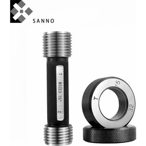 Straight thread 60 / 75 spiral angle screw threading plug ring gauge 16 - 40 steel bar sleeve thread gages GO NOGO