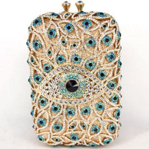 XIYUAN Rhinestone Eye-Shape Crystal Clutches Fashion Big Capacity Women Party Small Clutches Ladies Shoulder Messenger Handbags