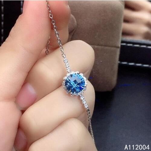KJJEAXCMY Fine Jewelry 925 Sterling Silver inlaid blue topaz women hand bracelet trendy support detection